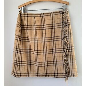 Sag Harbor Plaid Wrap Skirt  Fringe Size 12 Retro Preppy Academia Classic Winter